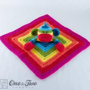 Rainbow Sock Monkey Lovey / Security Blanket - PDF Crochet ...
