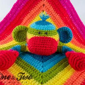 Rainbow Sock Monkey Lovey / Security Blanket - PDF Crochet ...